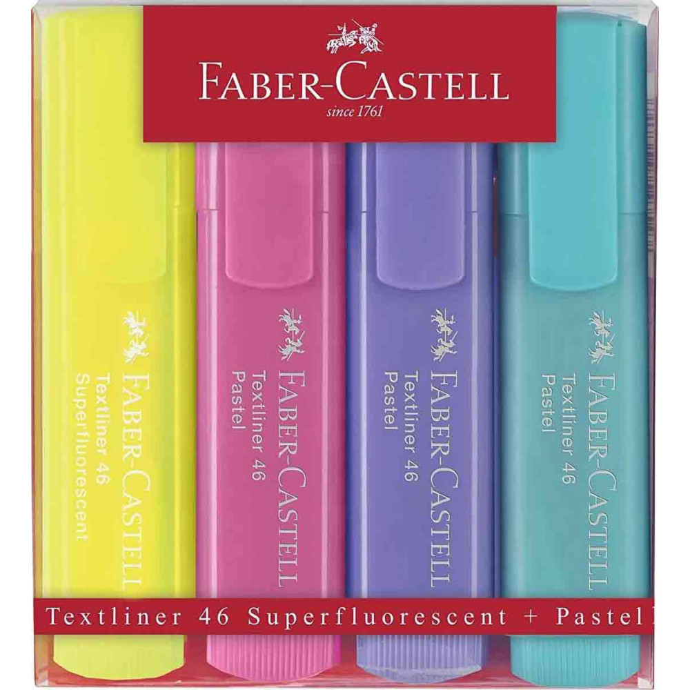 Faber-Castell Textliner 48 Highlighter - Assorted Colours (Pack of 6), 154806